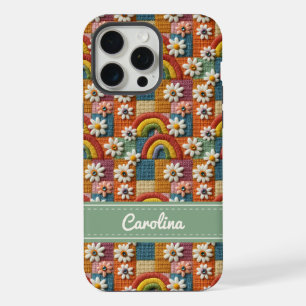 Coque iPhone 15 Pro Max Étui de téléphone arc-en-ciel brodé personnalisé