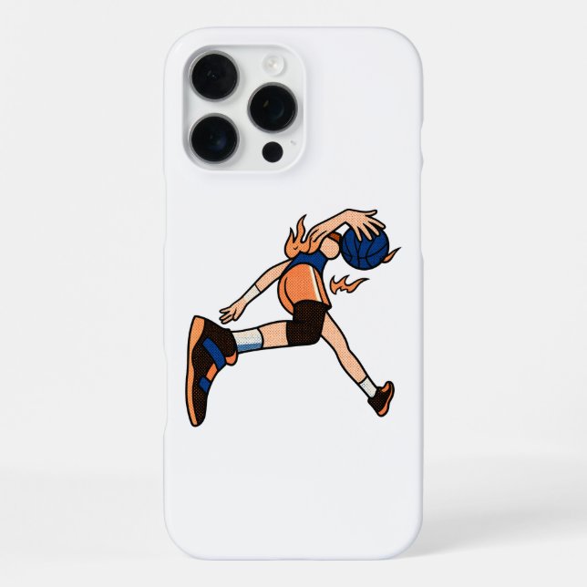 Coque iPhone Étui de téléphone avec action de fille de basketba (Verso)