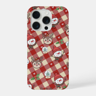 Coque iPhone 15 Pro Étui de téléphone avec personnages de Noël mignons