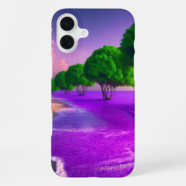 Coque iPhone Étui de téléphone avec scène d'océan violet (Verso)