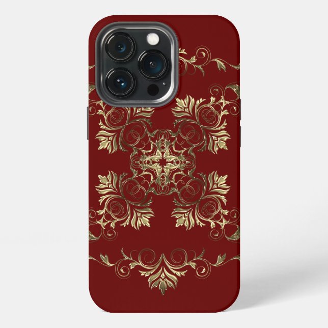 Coque iPhone Étui de téléphone Baroque style floral. (Dos)