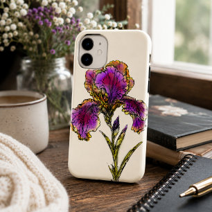 Coque iPhone 16 Plus Étui de téléphone botanique Iris barbu vintage