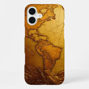Coque iPhone 16 Plus Étui de téléphone carte du monde vintage