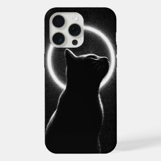 Coque iPhone 15 Pro Max Étui de téléphone Celestial Black Cat Lunar Halo
