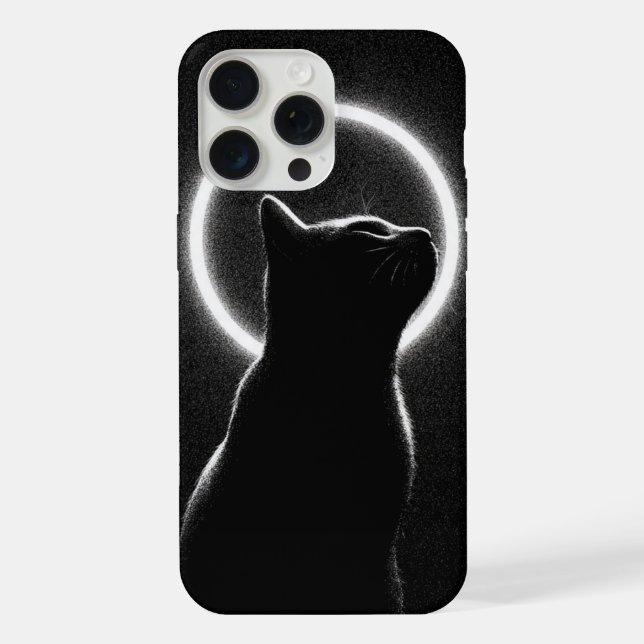 Coque iPhone Étui de téléphone Celestial Black Cat Lunar Halo (Verso)