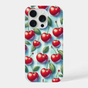 Coque iPhone 15 Pro Étui de téléphone Cerise d'été Rétro - Cerise Roug