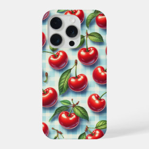 Coque iPhone 15 Pro Étui de téléphone Cerise d'été Rétro Rouge vibrant