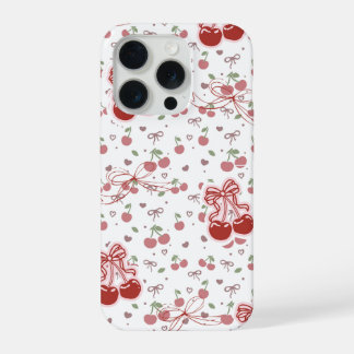 Coque iPhone 15 Pro Étui de téléphone Cerise Mignonne avec Cœurs & Rub