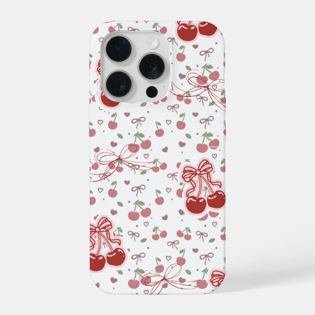 Coque iPhone Étui de téléphone Cerise Mignonne avec Cœurs & Rub (Verso)