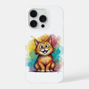 Coque iPhone 15 Pro Étui de téléphone chat aquarelle mignon