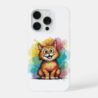 Coque iPhone 15 Pro Étui de téléphone chat aquarelle mignon