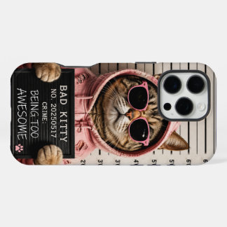 Coque iPhone 16 Pro Max Étui de téléphone chat drôle Bad Kitty Mugshot