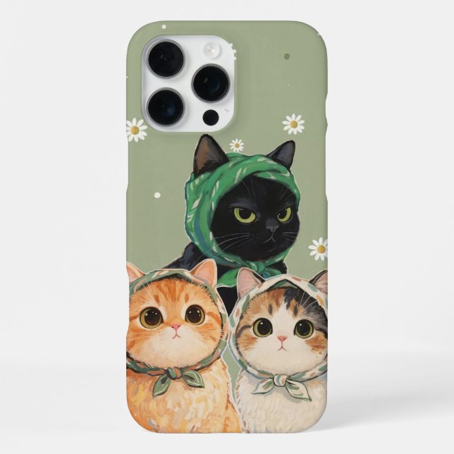 Coque iPhone Étui de téléphone chat mignon vert Kawaii chaton e (Verso)
