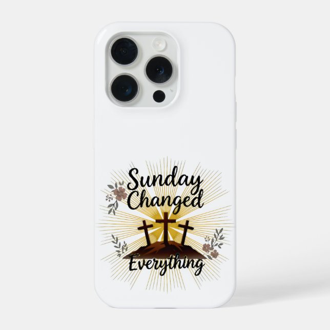 Coque iPhone Étui de téléphone chrétien Changement du dimanche (Verso)