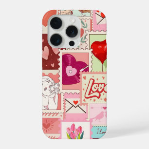 Coque iPhone 15 Pro Étui de téléphone Collage Amour Esthétique Rose