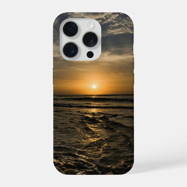 Coque iPhone Étui de téléphone Coucher de soleil océan doré - H (Verso)