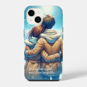 Coque Pour iPhone 14 Étui de téléphone couple romantique d'hiver animé