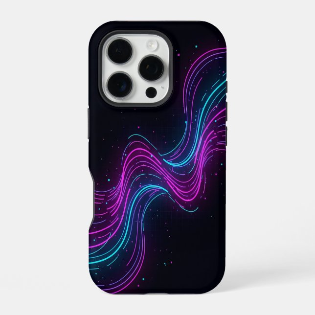 Coque iPhone Étui de téléphone Cyberpunk Neon Wave Glitch Gamin (Verso)