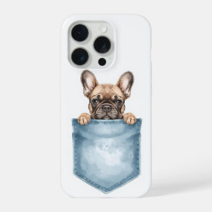 Coque iPhone 15 Pro Étui de téléphone de poche avec Bouledogue Françai