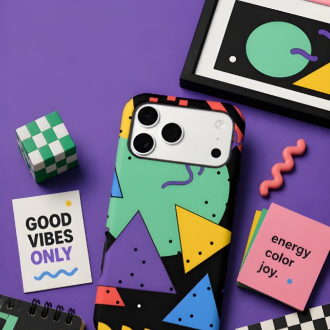 Coque iPhone Étui de téléphone de style Memphis Dopamine Décor  (Créateur téléchargé)