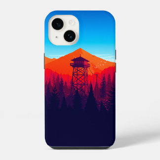 Coque Pour iPhone 14 Étui de téléphone de Tour de guet de montagne – Na