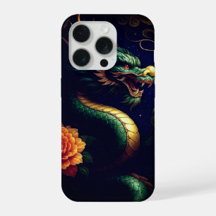 Coque iPhone 15 Pro Étui de téléphone dragon chinois majestueux.