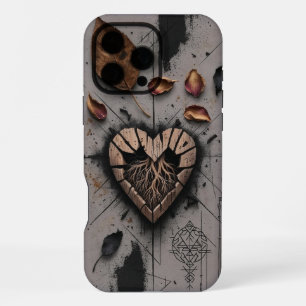 Coque iPhone 16 Pro Max Étui de téléphone en bois sombre et fissuré de sty