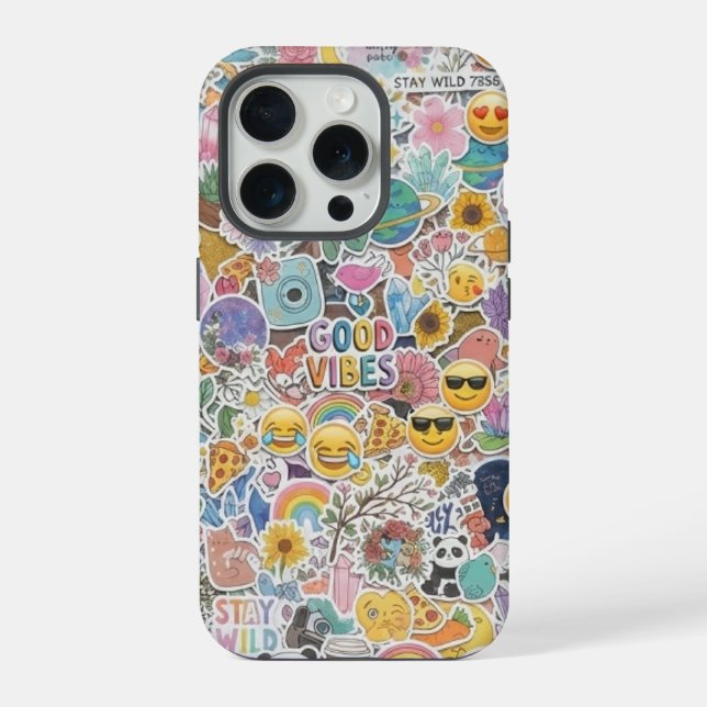 Coque iPhone Étui de téléphone en collage esthétique mignon ave (Verso)