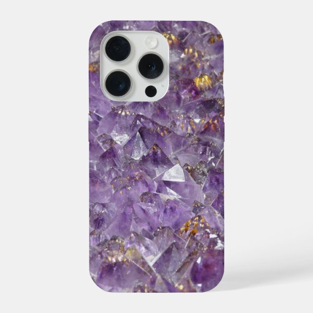 Coque iPhone étui de téléphone en cristaux d'améthyste (Verso)