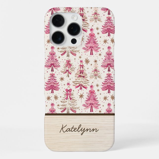 Coque iPhone Étui de téléphone en forme d'arbre de Noël rose av (Verso)