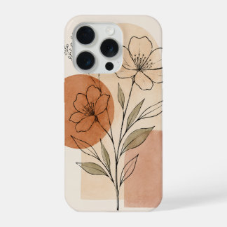 Coque iPhone 15 Pro Étui de téléphone en ligne artistique florale Boho