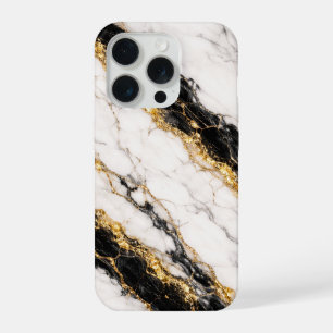 Coque iPhone 15 Pro Étui de téléphone en marbre blanc luxe avec veine