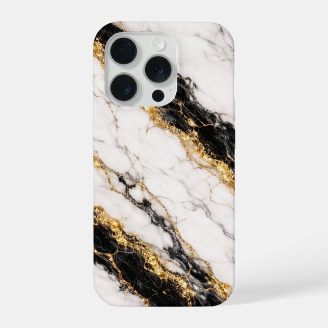 Coque iPhone Étui de téléphone en marbre blanc luxe avec veine  (Verso)