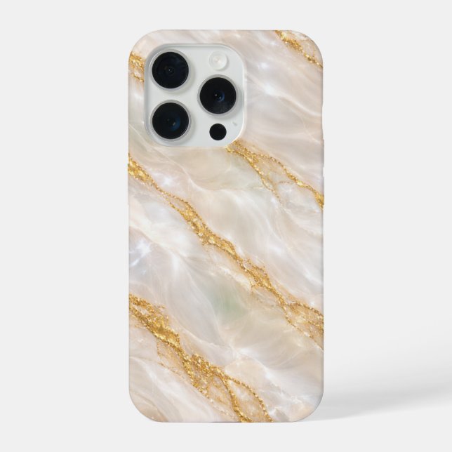 Coque iPhone Étui de téléphone en marbre de perle de luxe avec  (Verso)
