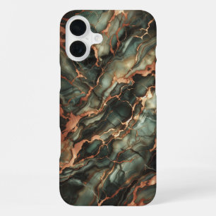 Coque iPhone 16 Plus Étui de téléphone en marbre émeraude profond de lu