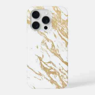 Coque iPhone 15 Pro Étui de téléphone en marbre Luxe Golden