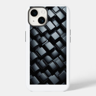 Coque Pour iPhone 14 Étui de téléphone en métal noir luxueux 3D - Foncé