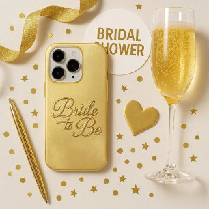 Coque iPhone 15 Pro Étui de téléphone en or chic pour future mariée av