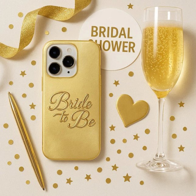Coque iPhone Étui de téléphone en or chic pour future mariée av (Créateur téléchargé)