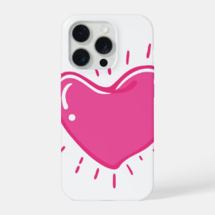 Coque iPhone 15 Pro Étui de téléphone esthétique à cœur rose mignon