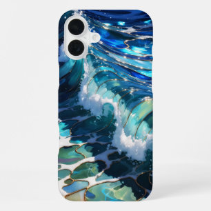 Coque iPhone 16 Plus Étui de téléphone esthétique à vague d'océan bleu