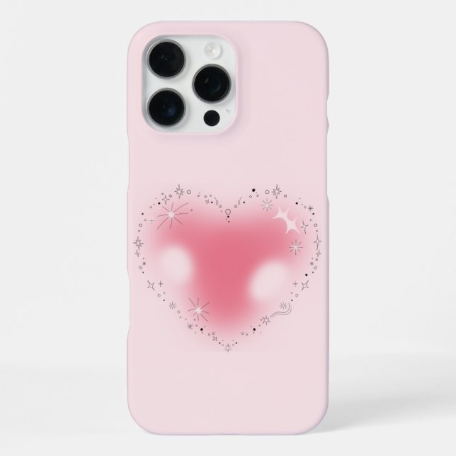 Coque iPhone Étui de téléphone esthétique Y2K Pretty Pink Heart (Verso)