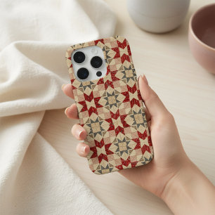 Coque iPhone 15 Pro Étui de téléphone étoile de courtepointe en patchw