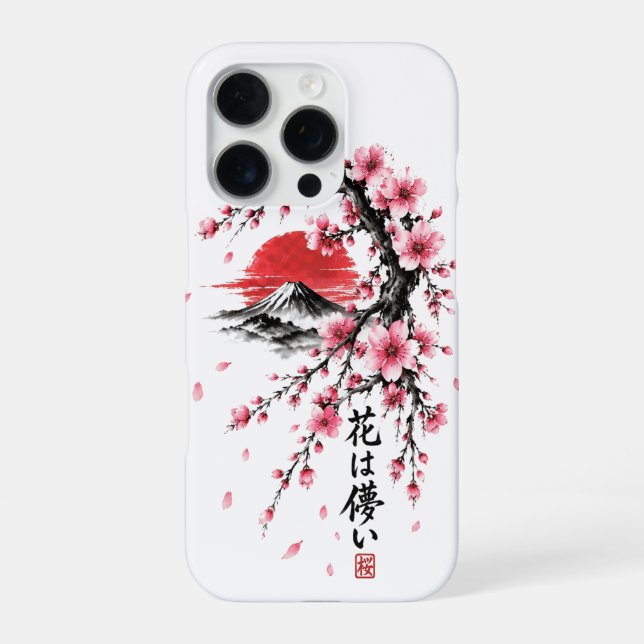 Coque iPhone Étui de téléphone Fleur de cerisier japonais Mont  (Verso)