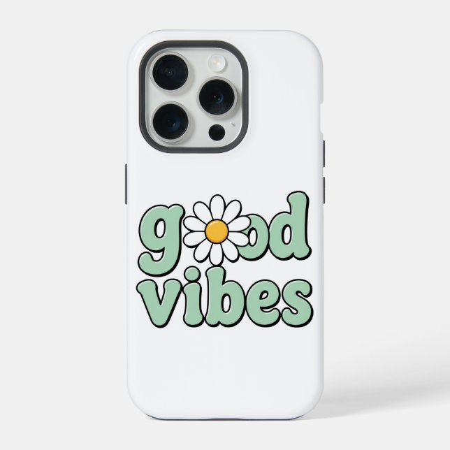 Coque iPhone Étui de téléphone Fleur de Pâquerette Good Vibes (Verso)