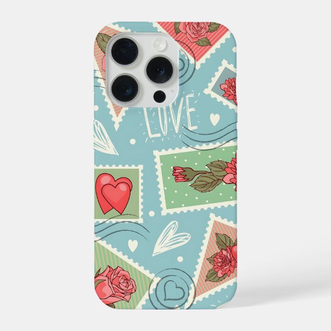 Coque iPhone Étui de téléphone Fleurs de cœurs d'amour pastel (Verso)