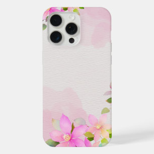 Coque iPhone 15 Pro Max Étui de téléphone floral aquarelle rose