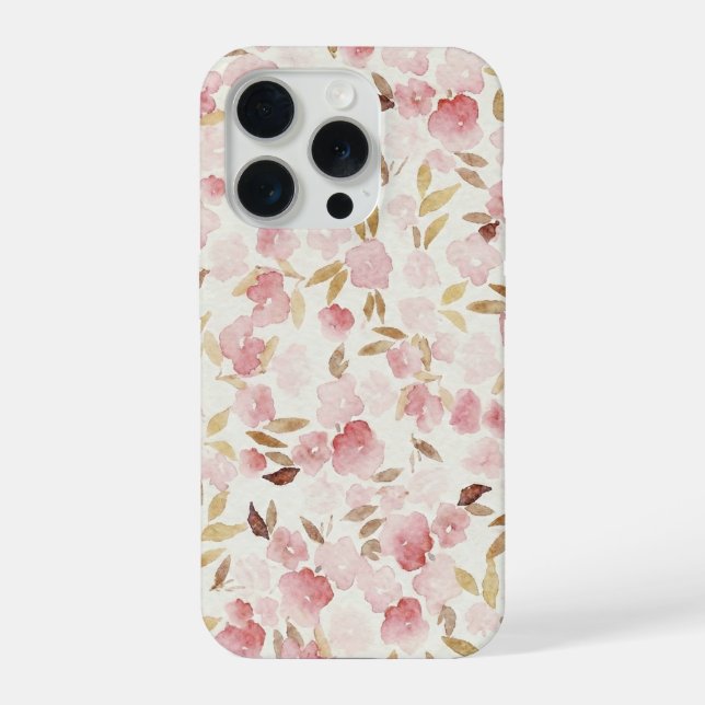 Coque iPhone Étui de téléphone floral blush minimal | Aquarelle (Verso)