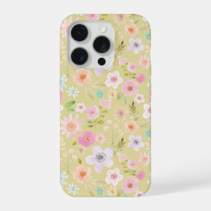 Coque iPhone 15 Pro Étui de téléphone floral boho