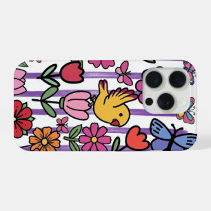 Coque iPhone 15 Pro Étui de téléphone floral fantaisiste Jardin d'oise